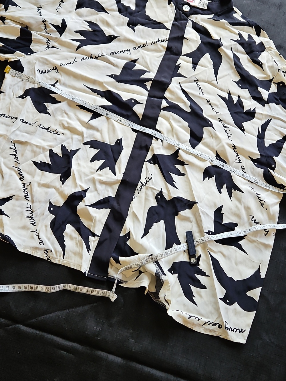 Mondi Vintage Black and White Bird Print Blouse - Picture 12 of 16